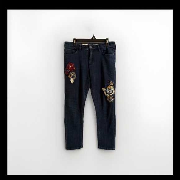 Pilcro Denim - ANTHROPOLOGY Pilcro and the Letterpress women’s flower sequin jeans.